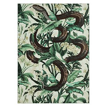 Fashionwu Snake Plant Area Rug for Living Room Cool Rugs Washable Non Slip Thin Soft Carpet