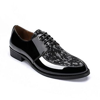 Men's Derby Shoes - Pointed Toe Patent Leather Animal Print Formal Shoes