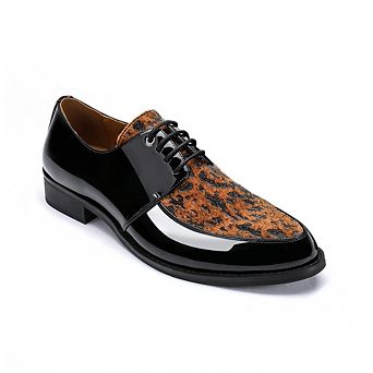 Men's Derby Shoes - Pointed Toe Patent Leather Animal Print Formal Shoes