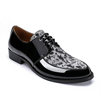Men's Derby Shoes - Pointed Toe Patent Leather Animal Print Formal Shoes