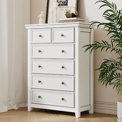 6-Drawer Farmhouse Dresser For Bedroom Storage Cabinet