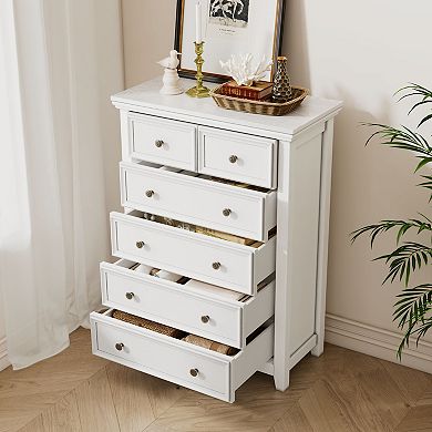 6-Drawer Farmhouse Dresser For Bedroom Storage Cabinet