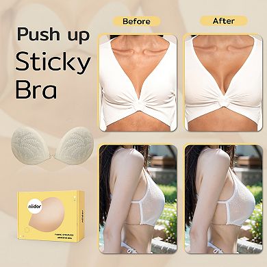 Adhesive Bra Magnetic Clasp Strapless Sticky Bra Invisible Push up Silicone Bra for Backless Dress