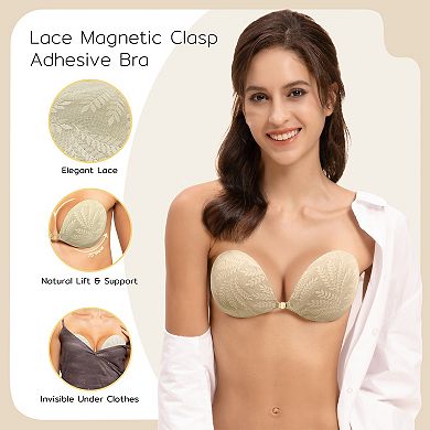 Adhesive Bra Magnetic Clasp Strapless Sticky Bra Invisible Push up Silicone Bra for Backless Dress