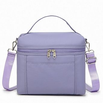 Women's Oxford Fabric Crossbody Utility Bag with Double Zipper Closure and Adjustable Shoulder Strap