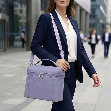 Women's Oxford Fabric Crossbody Utility Bag with Double Zipper Closure and Adjustable Shoulder Strap