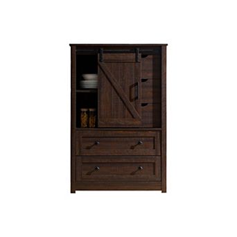 5-Drawer Dresser with Sliding Barn Door Versatile Storage for Bedroom