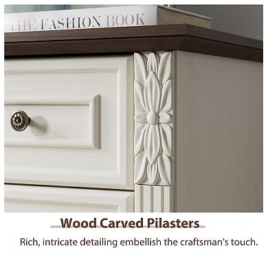 6-Drawer Dresser with Decorative Carving For Bedroom