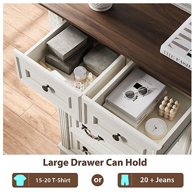 6-Drawer Dresser with Decorative Carving For Bedroom