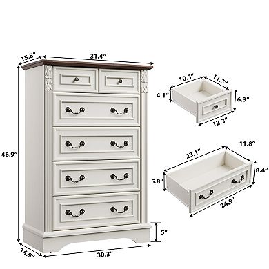 6-Drawer Dresser with Decorative Carving For Bedroom