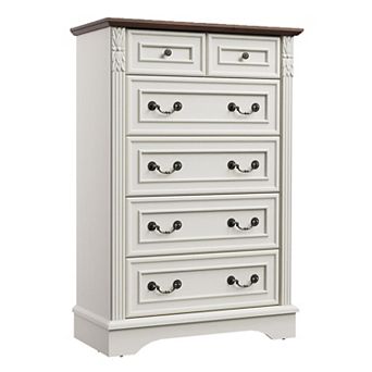 6-Drawer Dresser with Decorative Carving For Bedroom