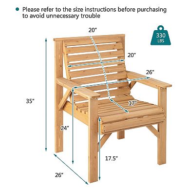 Outdoor Fir Wood Chair with Inclined Backrest