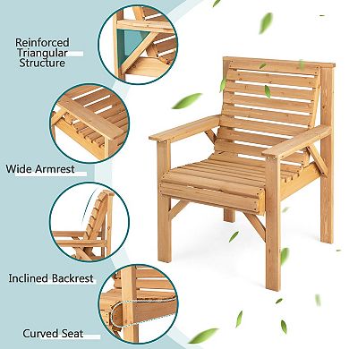 Outdoor Fir Wood Chair with Inclined Backrest