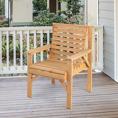 Outdoor Fir Wood Chair with Inclined Backrest