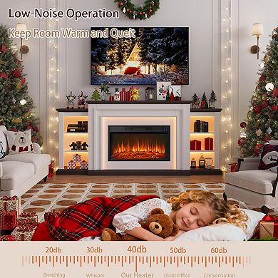 80" Electric Fireplace Heater with Mantel and LED Light