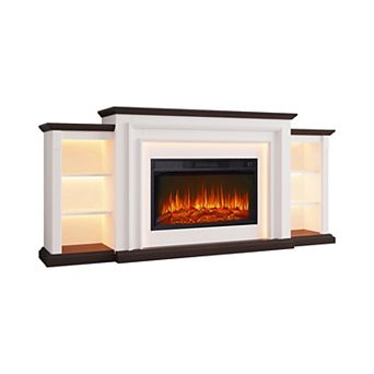 80" Electric Fireplace Heater with Mantel and LED Light