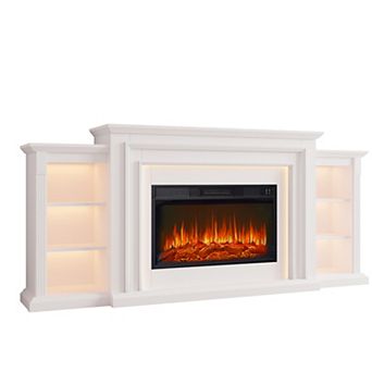 80" Electric Fireplace Heater with Mantel and LED Light