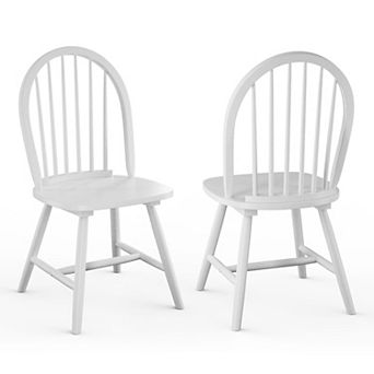 Set of 2 Vintage Windsor Wooden Dining Chairs with Spindle Back - White