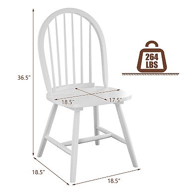 Set of 2 Vintage Windsor Wooden Dining Chairs with Spindle Back - White