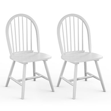 Set of 2 Vintage Windsor Wooden Dining Chairs with Spindle Back - White