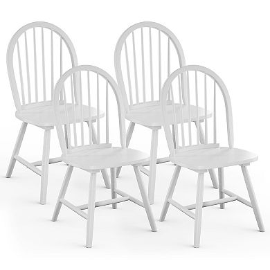 Set of 2 Vintage Windsor Wooden Dining Chairs with Spindle Back - White
