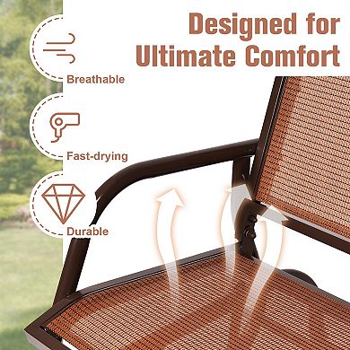 Swing Glider Chair 48 Inch Loveseat Rocker Lounge Backyard-Brown