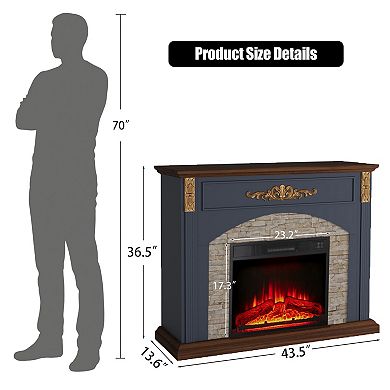 44" Electric Fireplace Heater with Mantel 1500W Freestanding