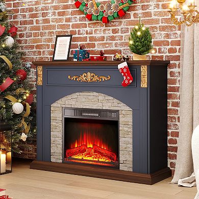44" Electric Fireplace Heater with Mantel 1500W Freestanding