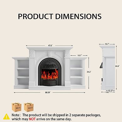 80" W Electric Fireplace Tv Stand With Mantel -Media Console