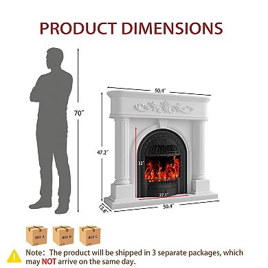 50” W Roma Column Solid Wood Fireplace Mantel