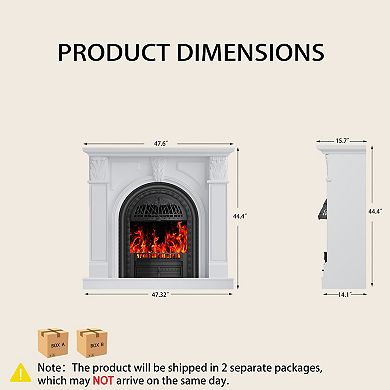 47" W Electric Fireplace With Mantel