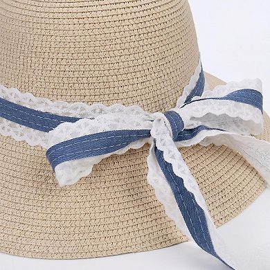 Womens Lightweight Wide Brim Straw Sun Hat Foldable Beach Summer UV Protection Hat