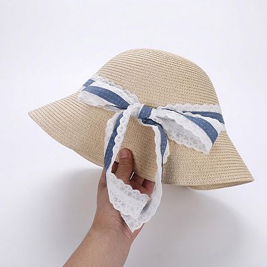 Womens Lightweight Wide Brim Straw Sun Hat Foldable Beach Summer UV Protection Hat