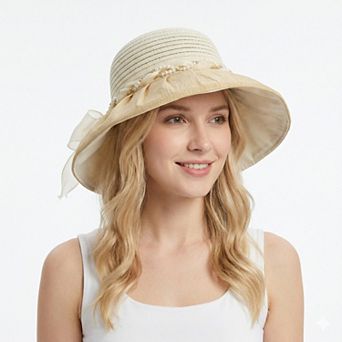 Womens Wide Brim Straw Sun Hat Elegant Beach Vacation Hat Lightweight Breathable Summer Hat