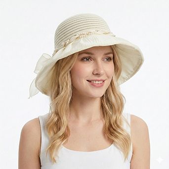 Womens Wide Brim Straw Sun Hat Elegant Beach Vacation Hat Lightweight Breathable Summer Hat