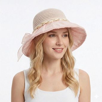 Womens Wide Brim Straw Sun Hat Elegant Beach Vacation Hat Lightweight Breathable Summer Hat
