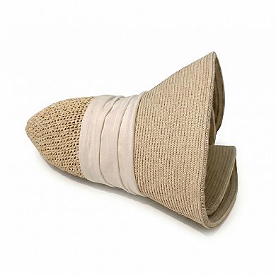 Womens Straw Sun Hat Asymmetric Brim Breathable Lightweight Foldable Summer Hat
