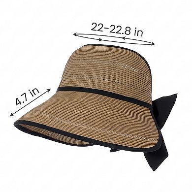 Womens Wide Brim Straw Visor Hat Breathable Foldable Summer Sun Hat Beach Vacation Hat