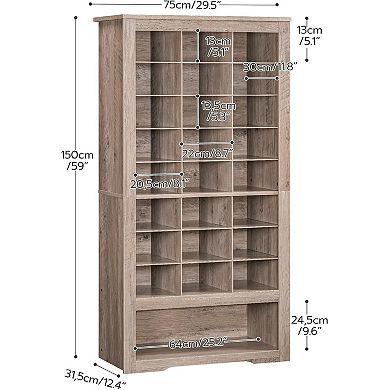 9 Tier Shoe Storage Cabinet with 24 Cubbies and 3 Hooks