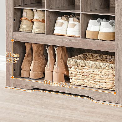 9 Tier Shoe Storage Cabinet with 24 Cubbies and 3 Hooks