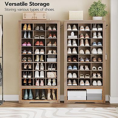 9 Tier Shoe Storage Cabinet with 24 Cubbies and 3 Hooks
