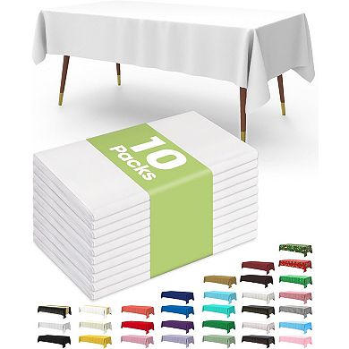 Plastic Disposable Tablecloths 10-Pack Rectangular Party & Wedding Cover
