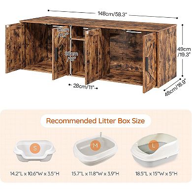 Double Cat Litter Box Furniture with Storage Layer
