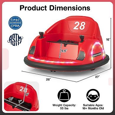 Toddler Bumper Car with 360 Spin and Music, 12V Electric Spin Toy