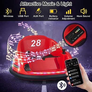 Toddler Bumper Car with 360 Spin and Music, 12V Electric Spin Toy