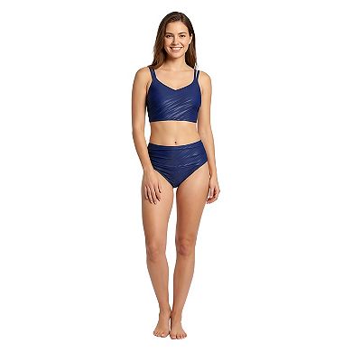 Charmo Women's Embossed Double Strap High Waisted Bikini Set with Adjustable Straps