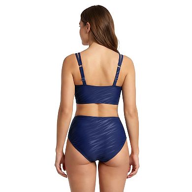 Charmo Women's Embossed Double Strap High Waisted Bikini Set with Adjustable Straps