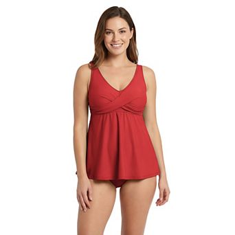 Charmo Women's Twist Front Tankini Set with Adjustable Straps, Flowy Hem Two Piece Swimsuit