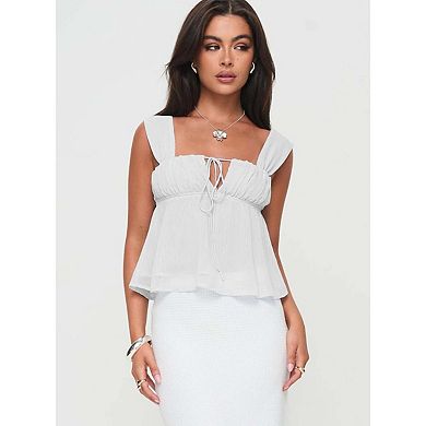 Seoria Womens Sleeveless Square Neck Tie Front Peplum Blouse