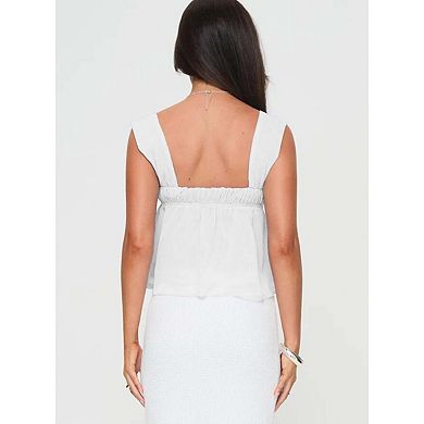 Seoria Womens Sleeveless Square Neck Tie Front Peplum Blouse